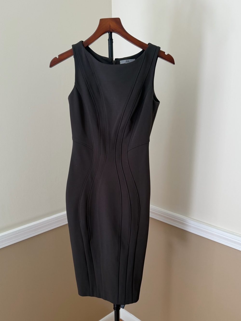 ZAC Zac Posen Black Sleeveless Midi Sheath Dress
